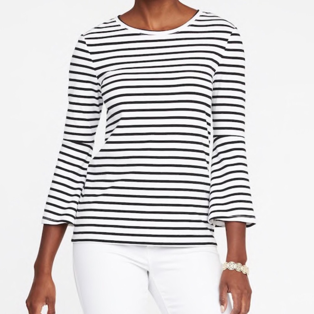 Old navy black and white striped bell sleeve top